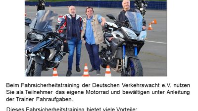 MOTORRAD-FAHRSICHERHEITSTRAINING am 28. März und 18. April